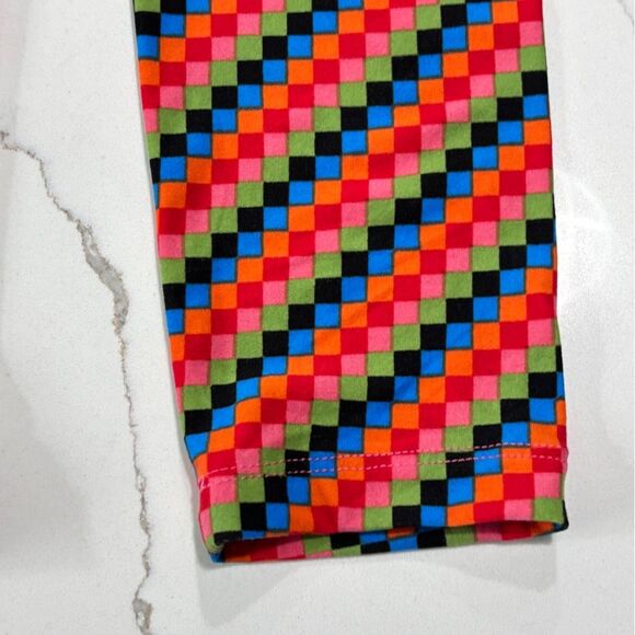 LuLaRoe | Orange Multi Checkered Women’s Stretchy Leggings - Picture 12 of 14